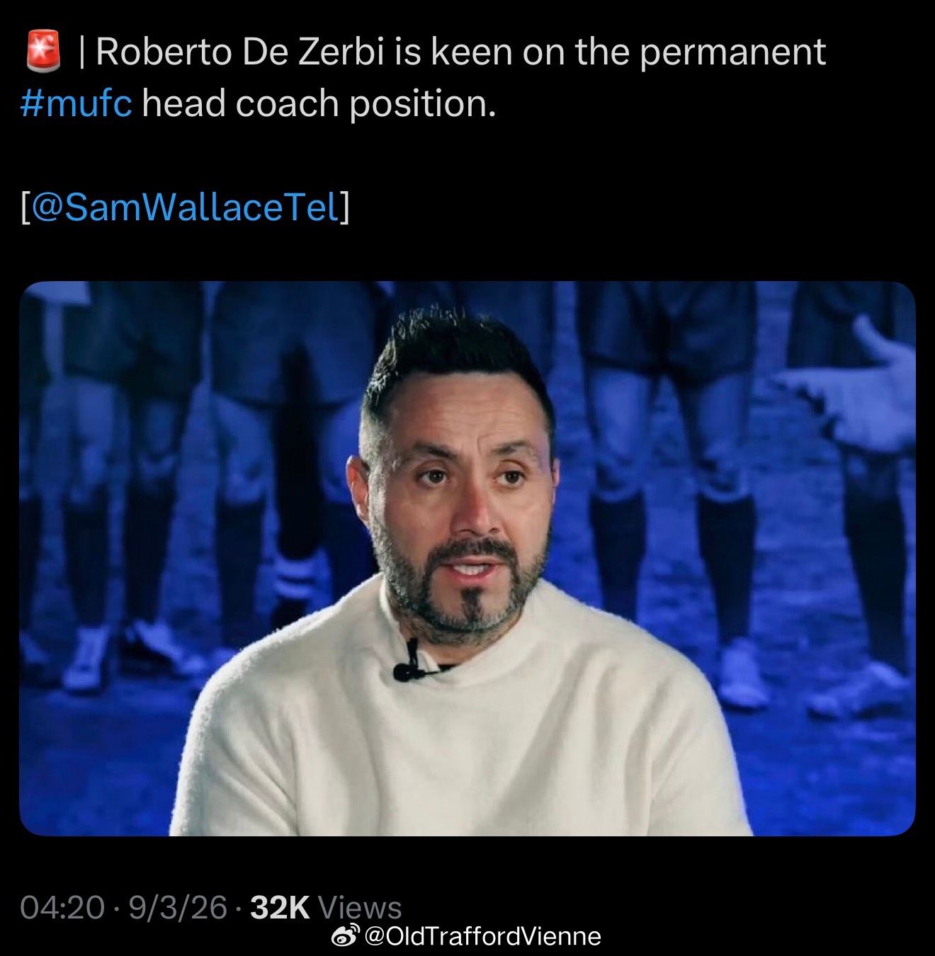 这是谁？想要曼联主帅的位子 