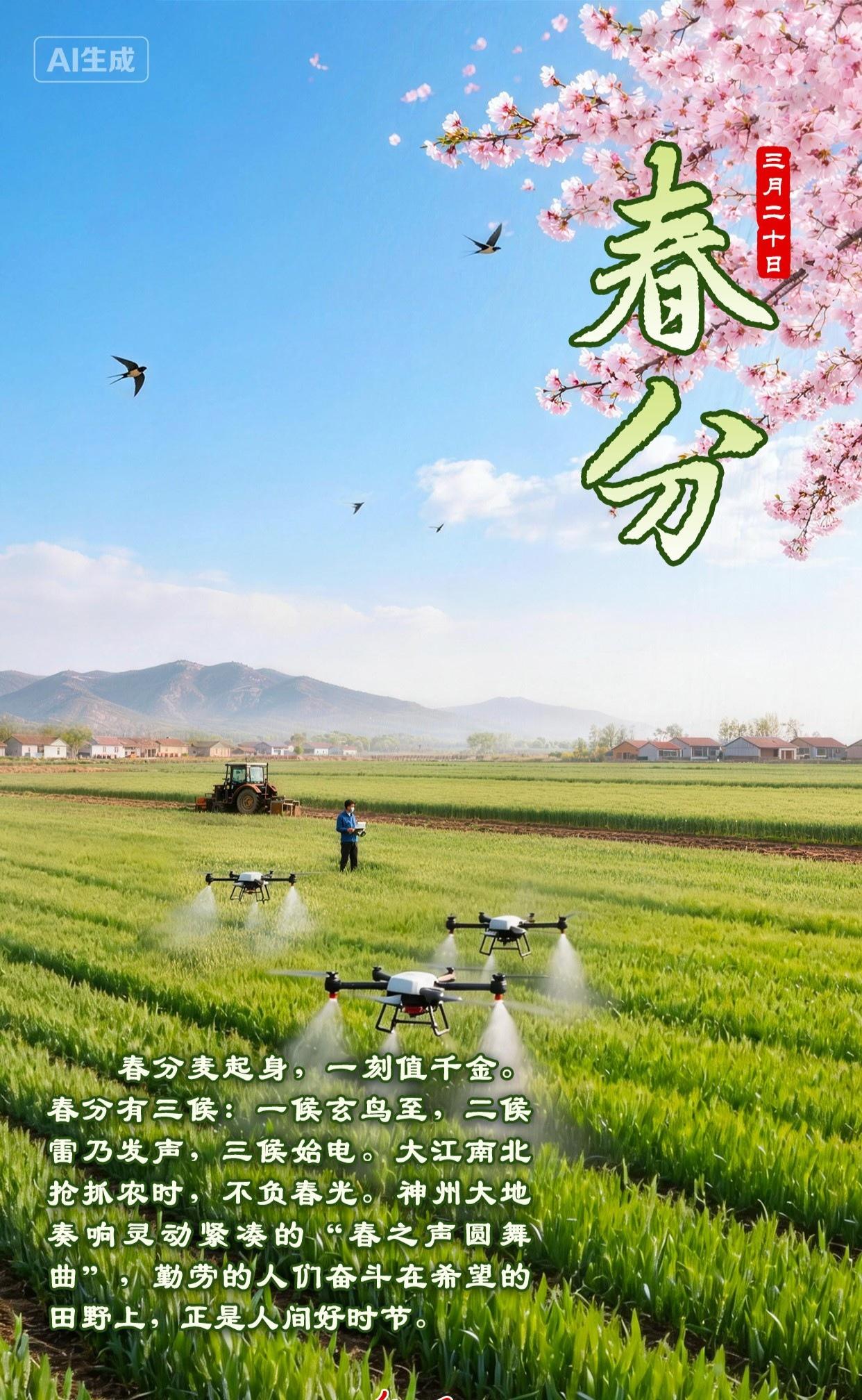 今日春分：
春分在天文学上有重要意义，春分这天太阳直射赤道，南北半球昼夜平分，自