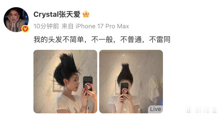 张天爱0成本get哪吒同款发型张天爱剪完短发变身超级赛亚人 张天爱晒出短发炸毛自
