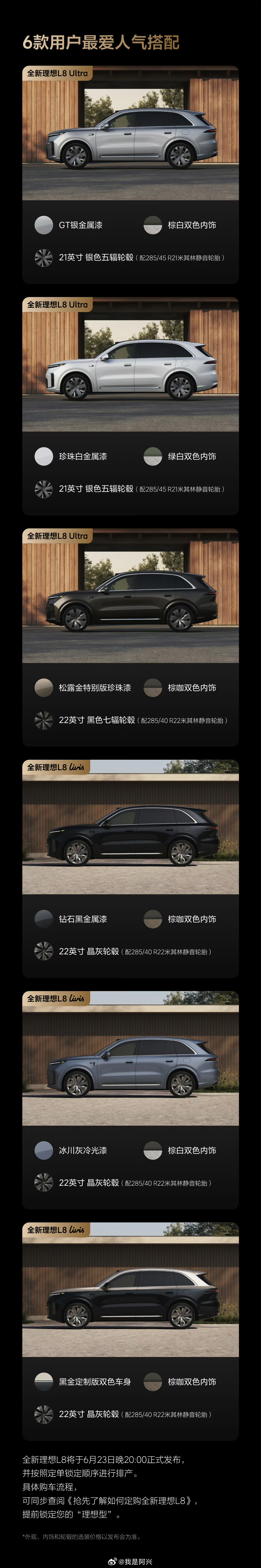 全新理想L8选配指南，官方给你做了一份详细图示，大家可以参考一下看看。全新理想L