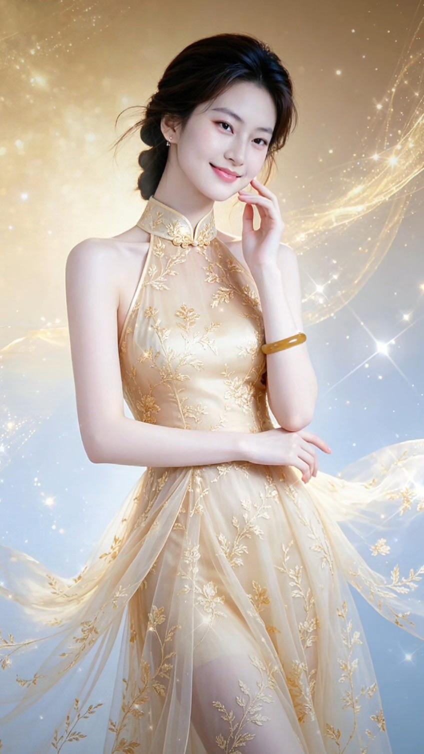 ✨ 梦幻金裙，优雅女神✨