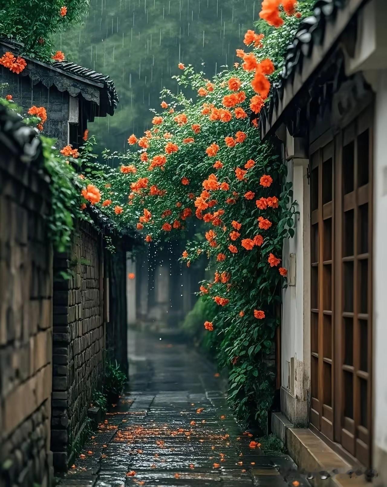 《烟雨旧巷》

文/范圣嘉
 
巷陌烟雨旧痕深，
暮年触景萌初心。
红尘有爱情长