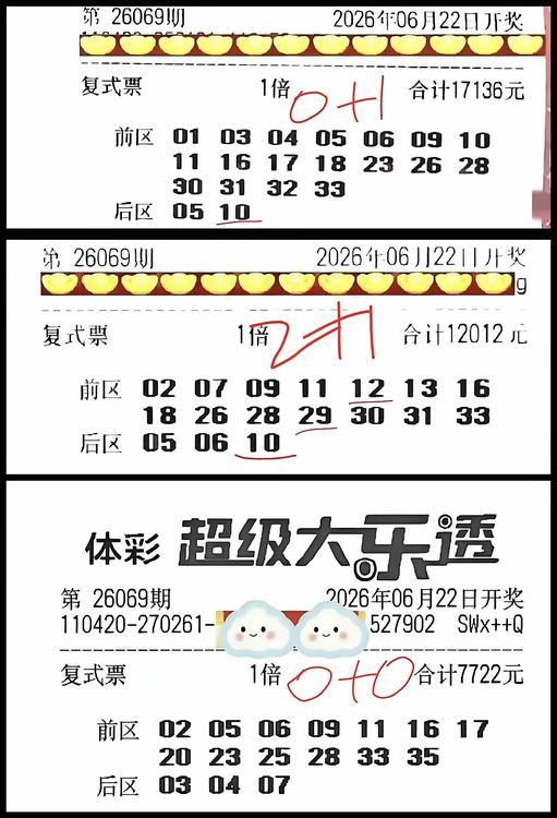 笑死了。看看这些万元复式大票，18+2，结果只中了一个号码，花了1.7万一分钱没
