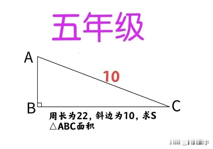 “两极分化：会的口算，难的白卷！”仅已知周长和斜边，咋求直角三角形面积？这是一道