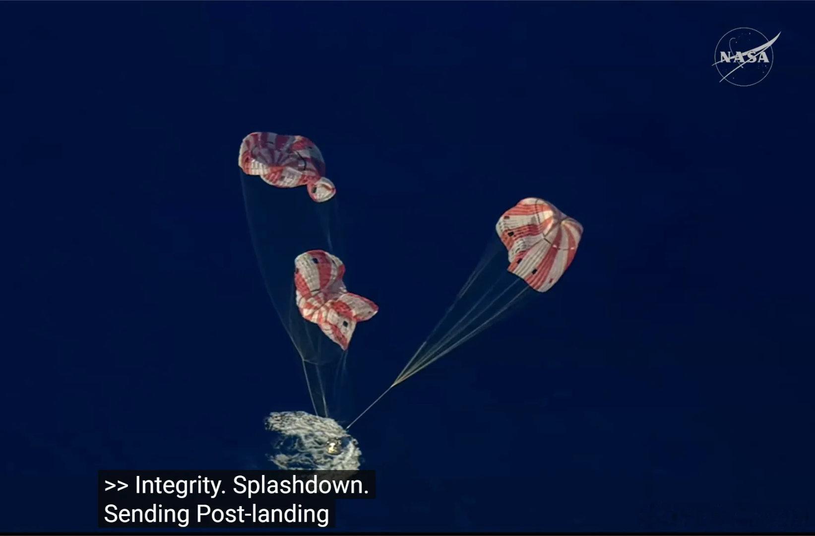 阿尔忒弥斯2号宇航员成功返回地球执行美国阿耳忒弥斯2号载人绕月飞行任务的“猎户座