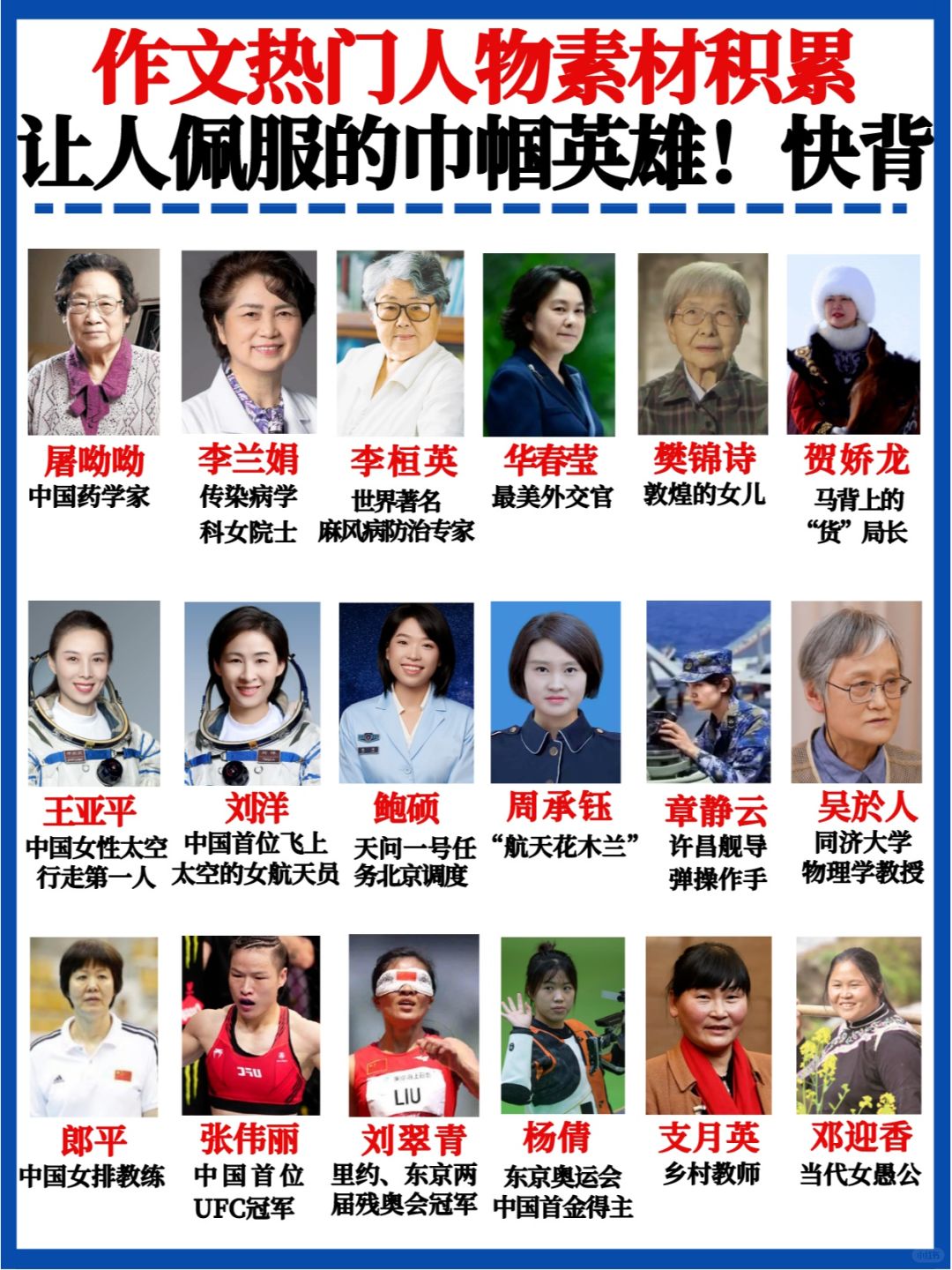 吐血整理✅18个巾帼英雄汇总✅写进作文封神