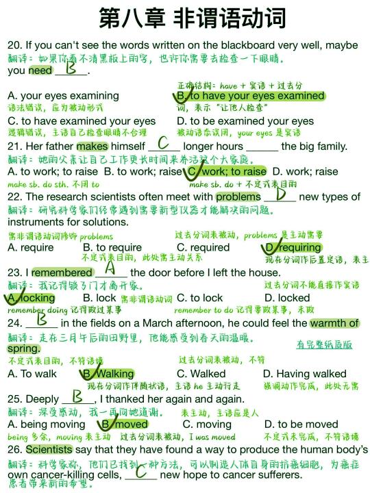 非谓语动词！不刷后悔系列！啊啊啊啊我悟了