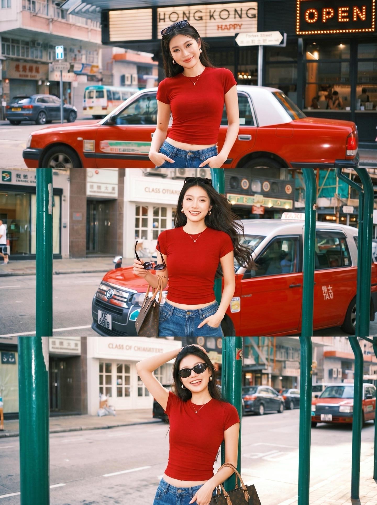 香港约拍｜红色的士飙过，港片女主附身🚕。
