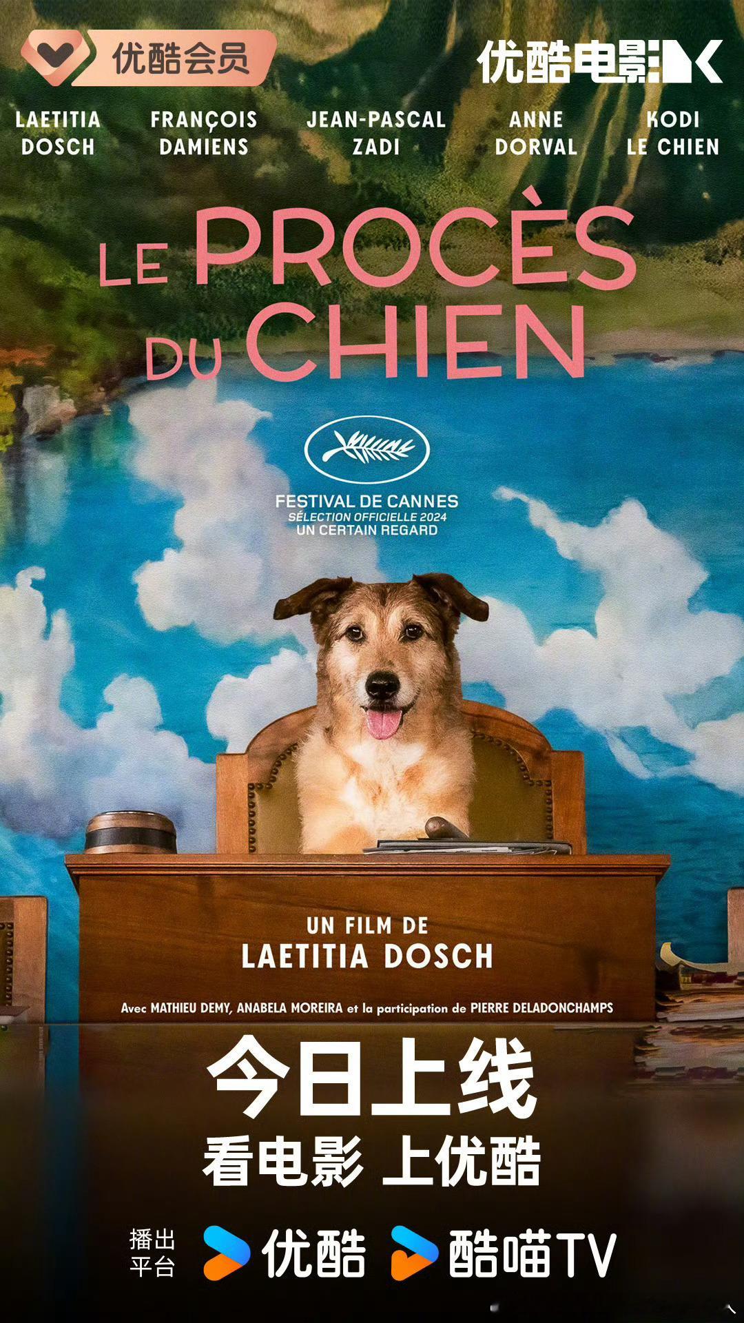 去年1月上映的瑞士喜剧电影狗狗的审判 今日上线网播，豆瓣评分7.4。 