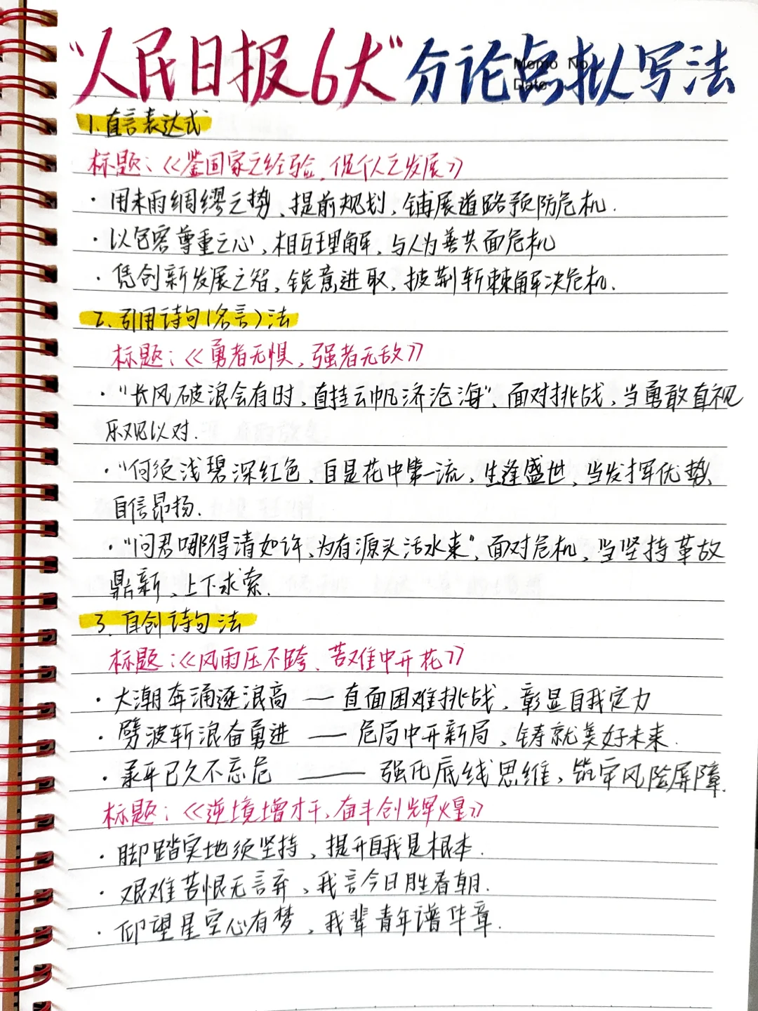 🔎人民日报6大分论点拟写法（作文方法）