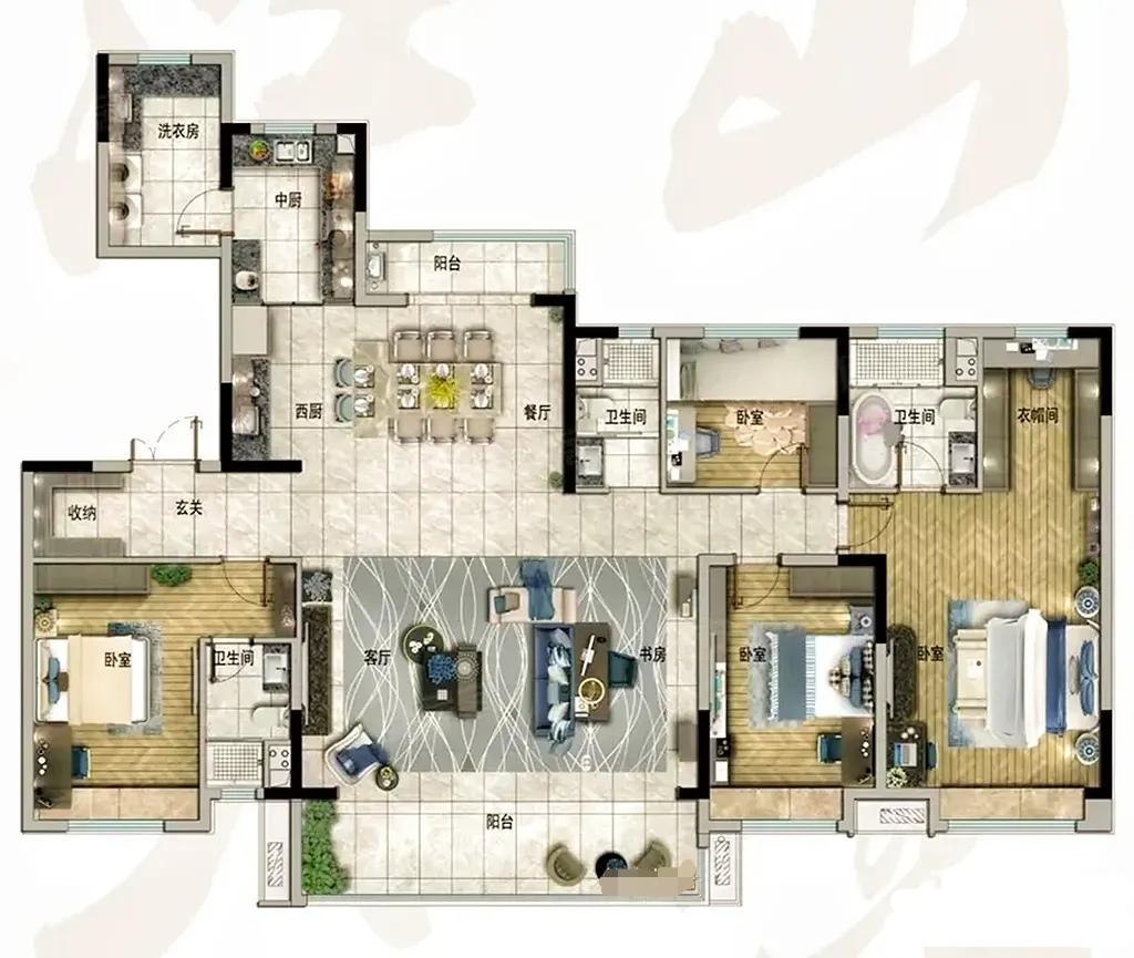 雅致与浪漫，把烟火与诗意，都妥帖收进了空间里。
 
中西双厨设计，中式爆炒、西式