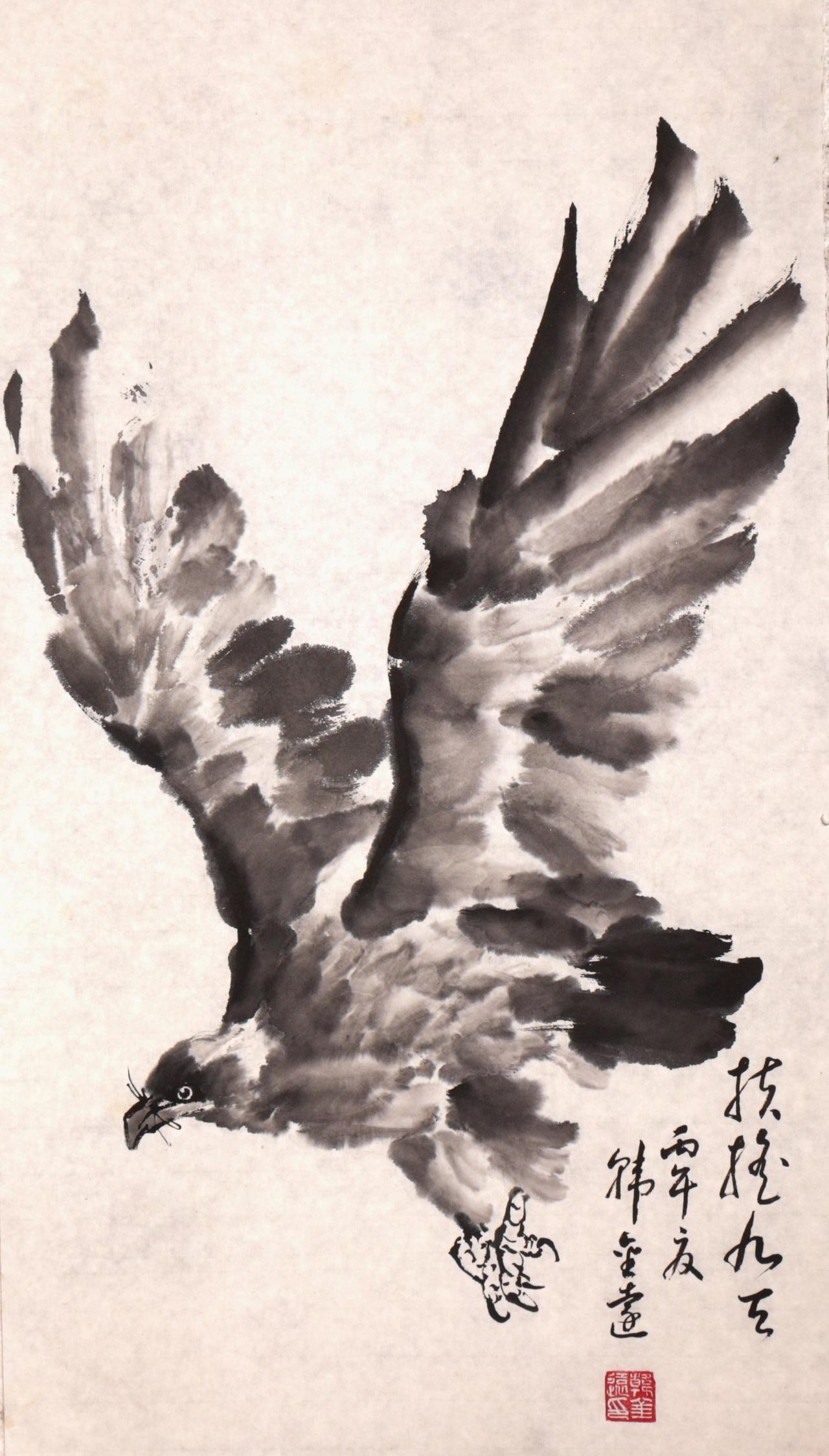 韩金远的鹰画在技法、风格和意境上与古代画家相比，展现出以下创新和突破：

1. 