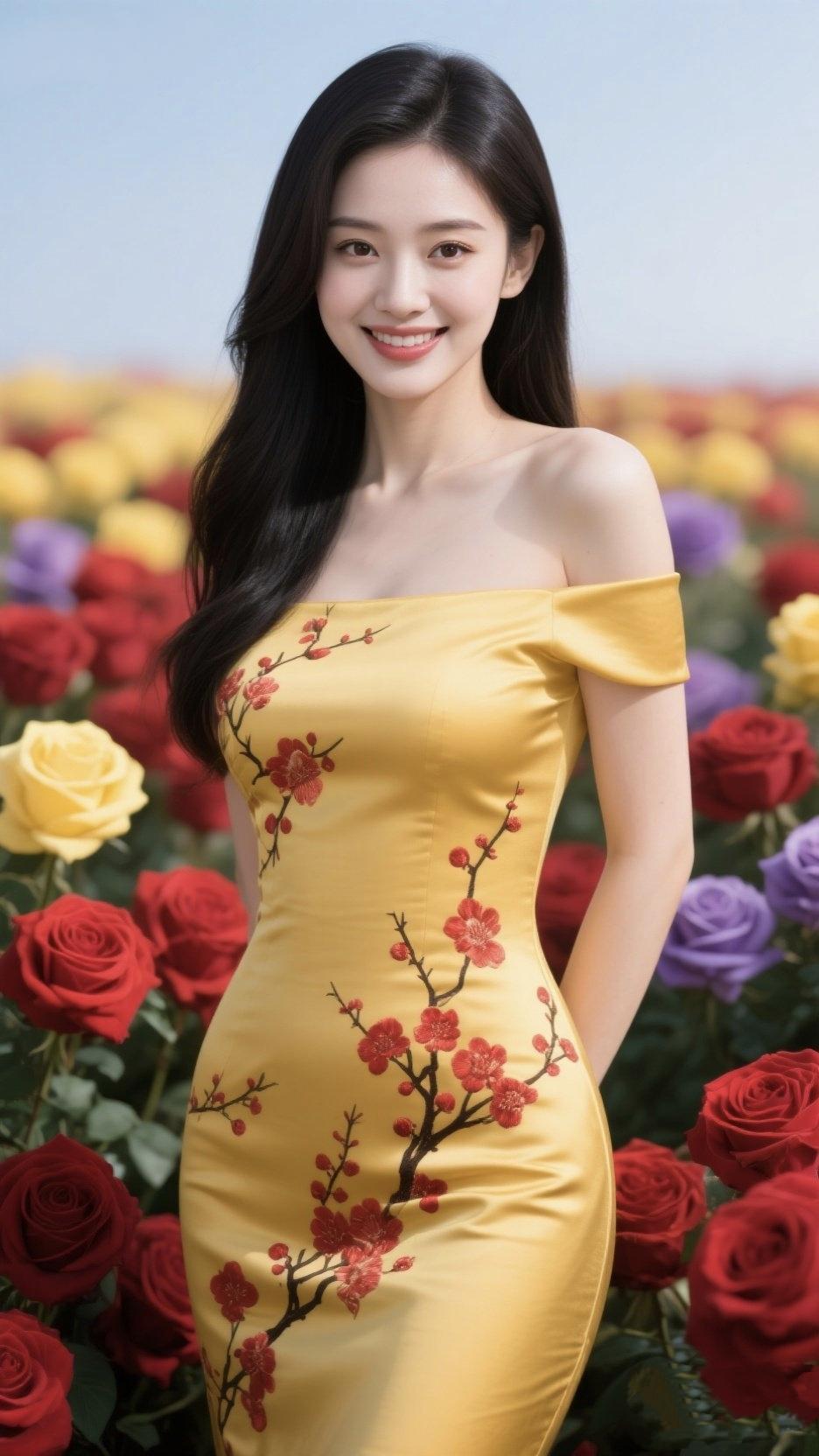 《金缕梅香》
 
金缎裁成一抹春光
梅枝斜斜 绣在肩畔盛放
露肩的弧度 是东方女