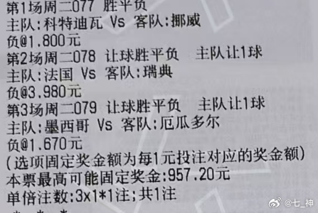 小七：077 世界杯 科特迪瓦vs挪威 078 世界杯 法国vs瑞典079 世界