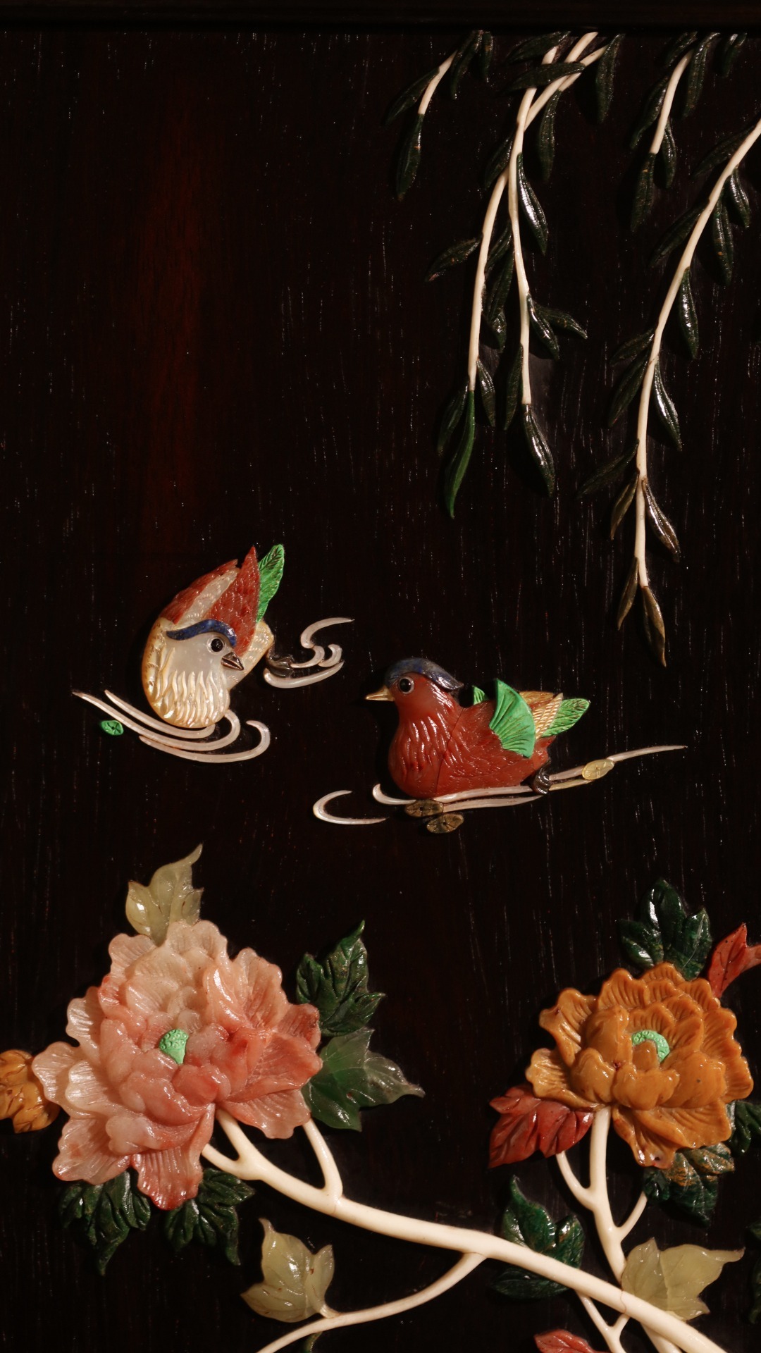 酸枝x百宝嵌【富贵有喜】顶箱柜大红酸枝老料制，榫卯精工，工艺讲究，柜门玉石镶嵌花