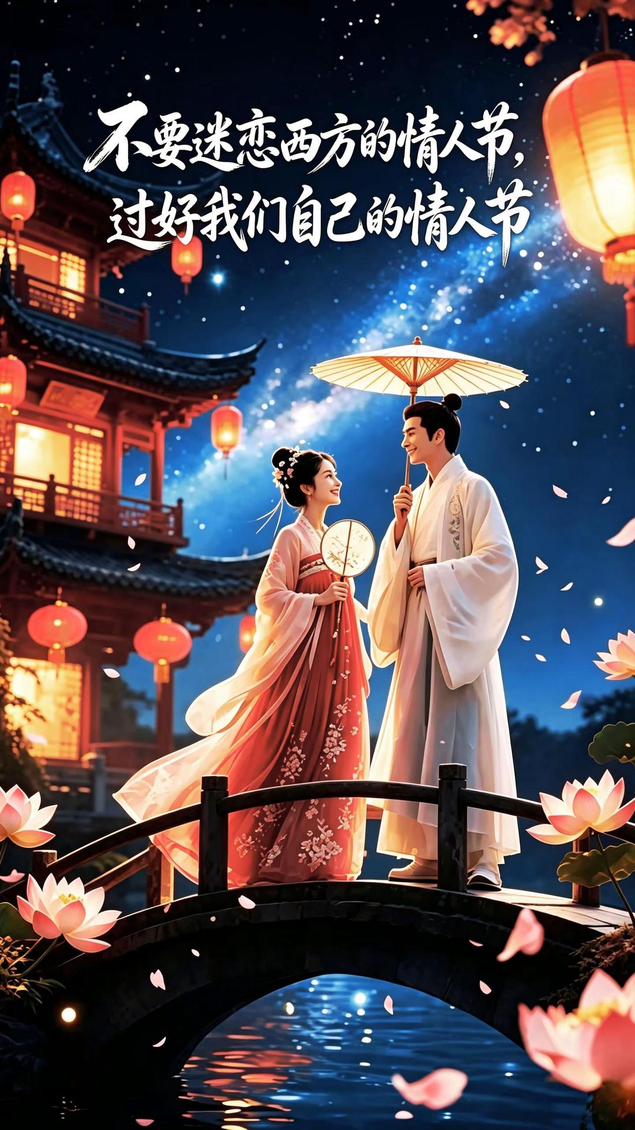 银河鹊桥会  祝愿天下有情人终成眷属。AI柯达金古风夜景照
