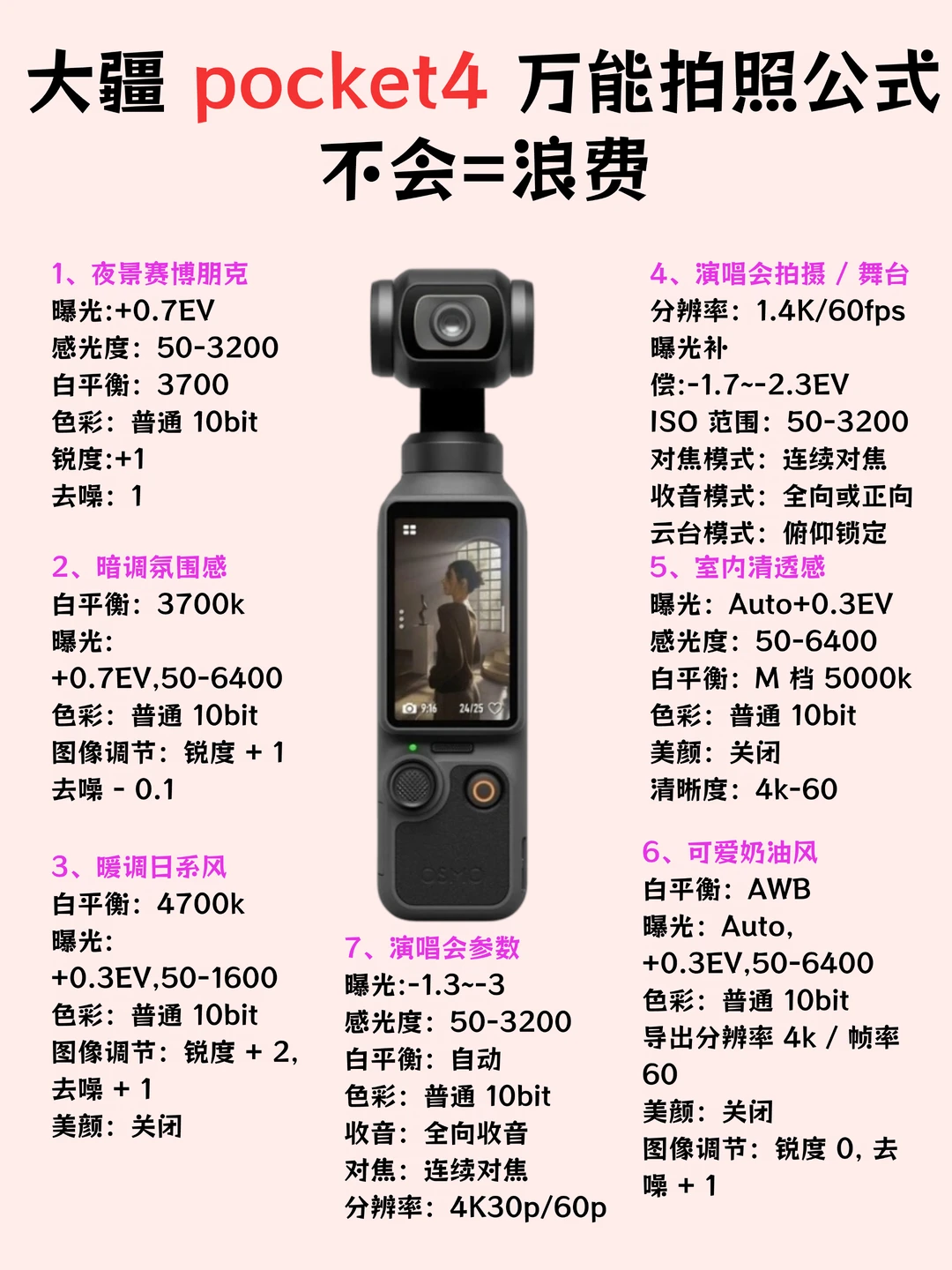 0基础保姆级pocket4拍摄参数