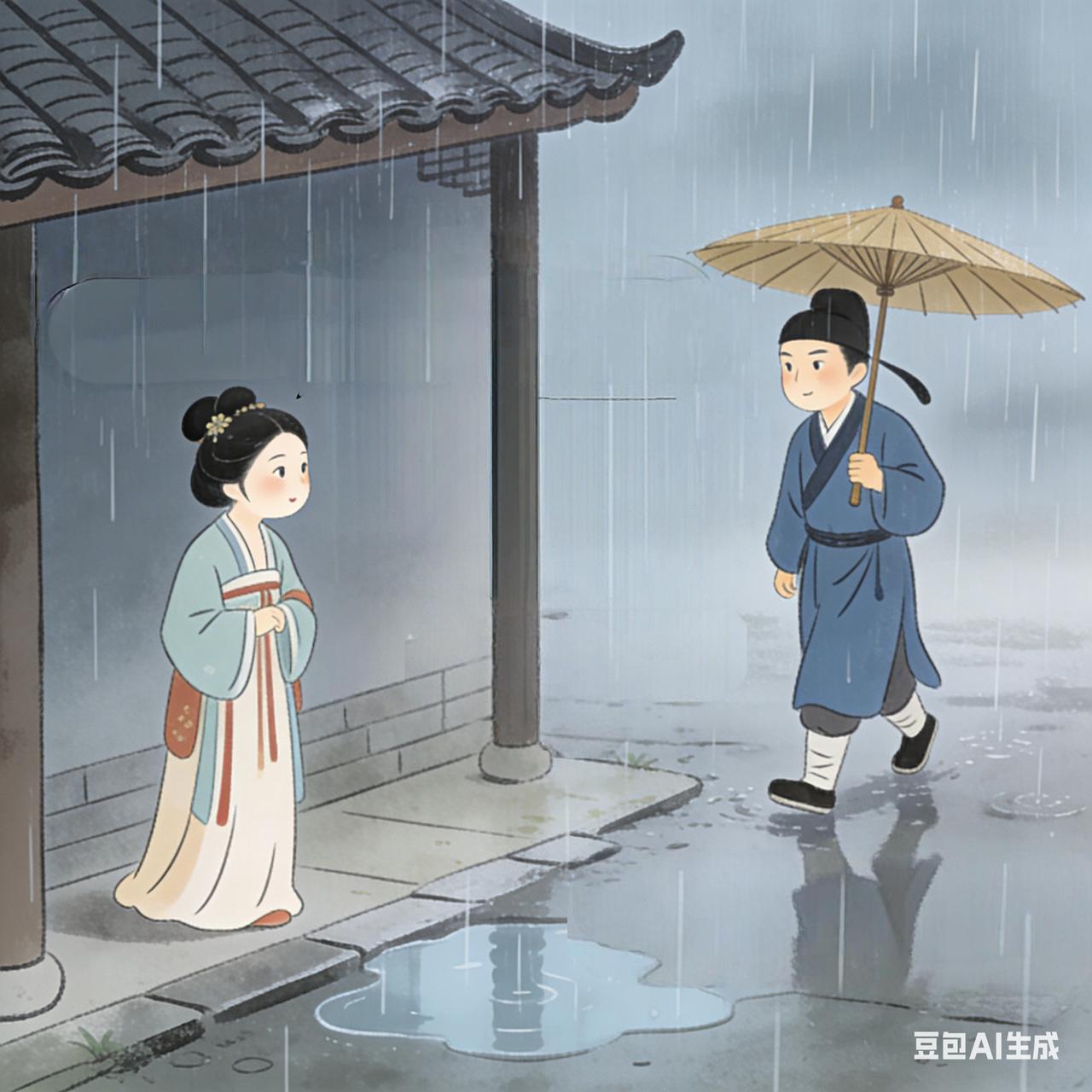 古代笑话

一个大雨天，年轻貌美的张寡妇没带伞，在路边躲雨。一个酸秀才撑着伞走过