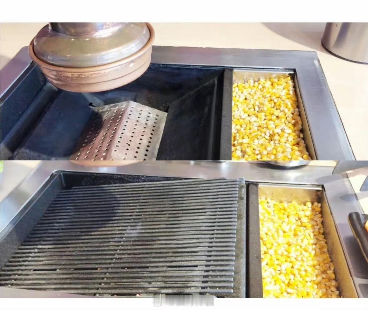 山东烟台有家“林林烤肉”，最近靠“玉米当炭”火出圈——炉子里噼里啪啦烧的不是煤，