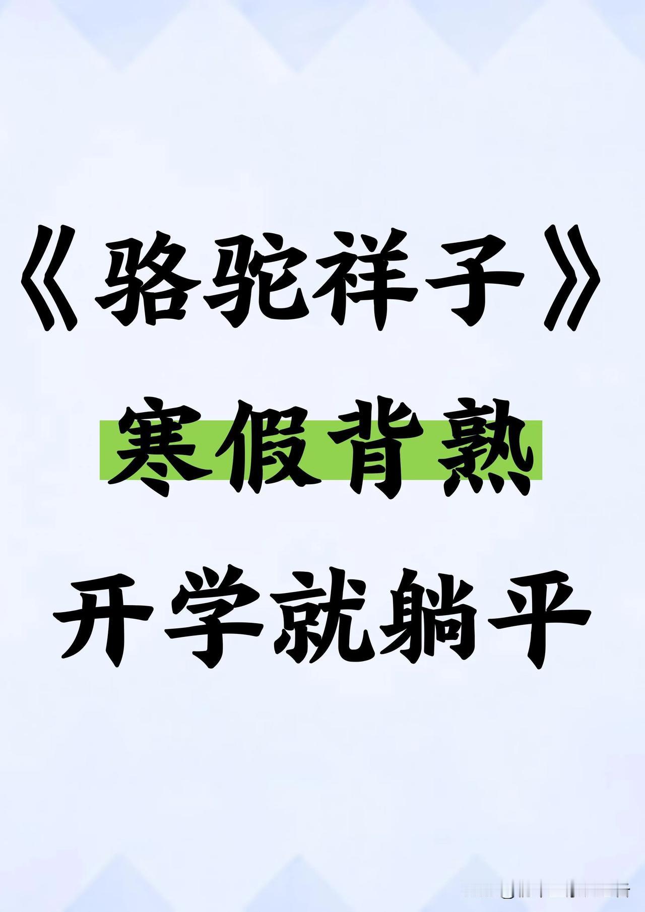 七下语文《骆驼祥子》寒假死磕这几页就够了

初中各科学习规划