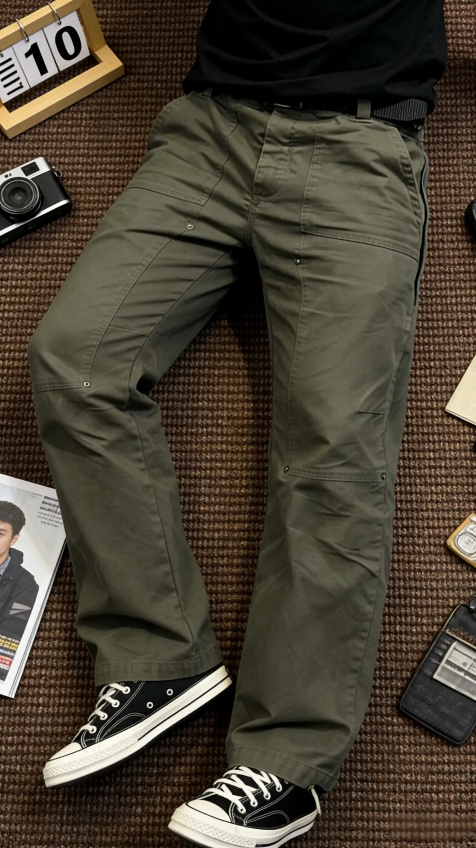 谁能拒绝这款微喇宽松复古四季cleanfit帆布工装裤伐木裤长裤