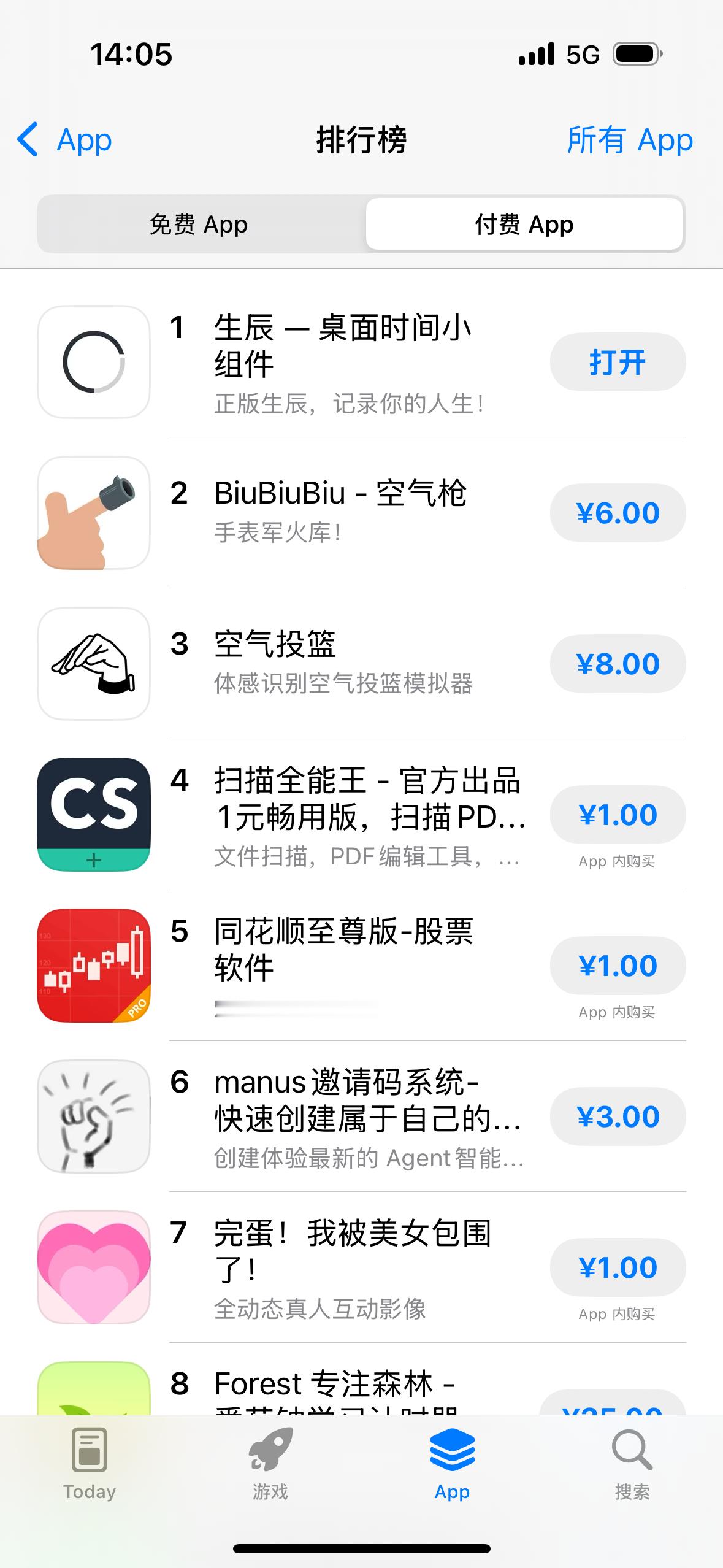 网友提醒我才知道，我的「生辰」居然到了 App Store 付费榜第一名……还好