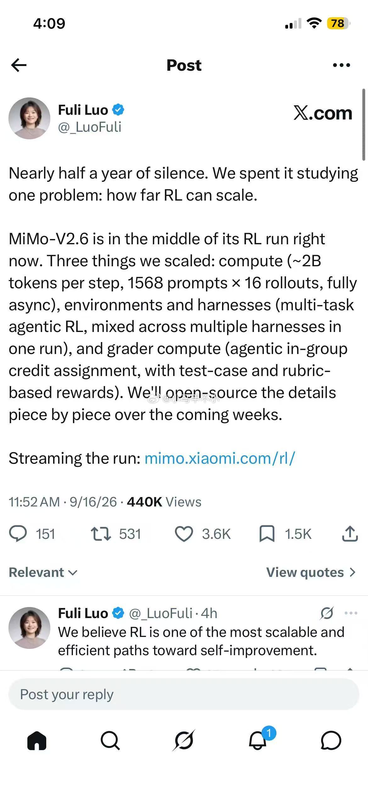 MiMo-V2.6快来了 ​​​