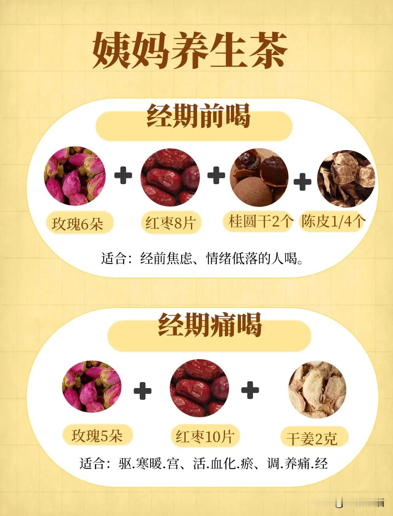1⃣.玫瑰花+红枣+桂圆干+陈皮
2⃣.玫瑰花+红枣+干姜
3⃣.玫瑰花+红枣+
