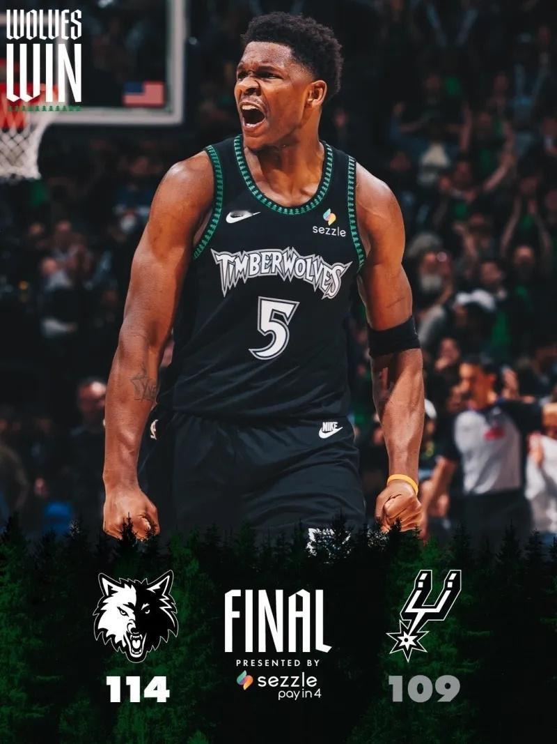 【🏀森林狼强势逆袭！季后赛激战正酣，双方大比分2-2战平🔥】在刚刚结束的NB