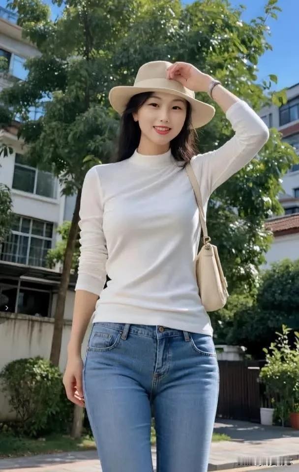 夏日清新穿搭，白色上衣+牛仔裤，轻松自在！🌞