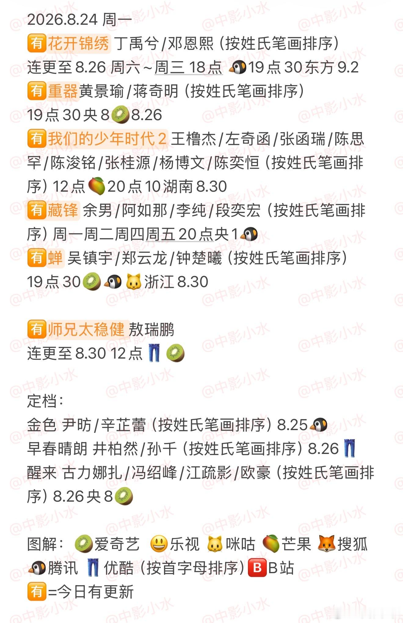 拯救剧荒 8月24日，今晚看点啥？？图1 追剧日历 图2 综艺日历  图3  已