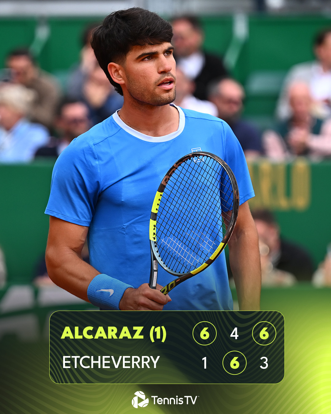 有惊无险！卫冕之旅继续🔥💪ATP蒙特卡洛大师赛第三轮，卫冕冠军阿尔卡拉斯全场