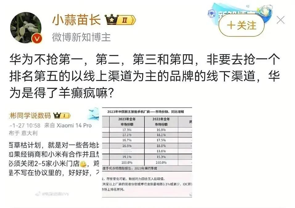 米太子都发话了，那只能是华为管理层集体脑子有毛病了呀
至于为什么华为要这样做，理