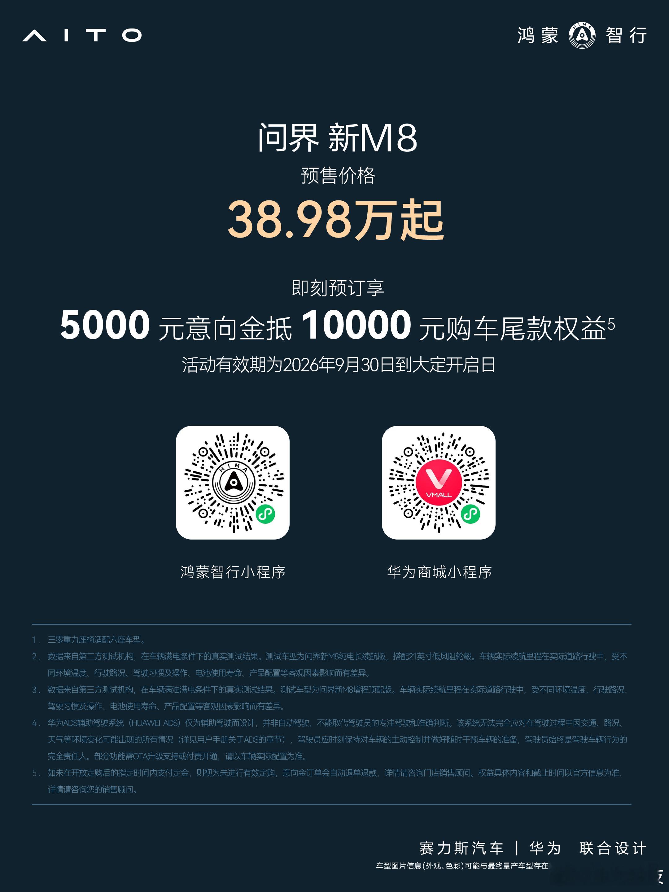 兄弟们，问界新M8开启预售了！38.98万起售价，十五亿研发投入砸出六大新跃升，