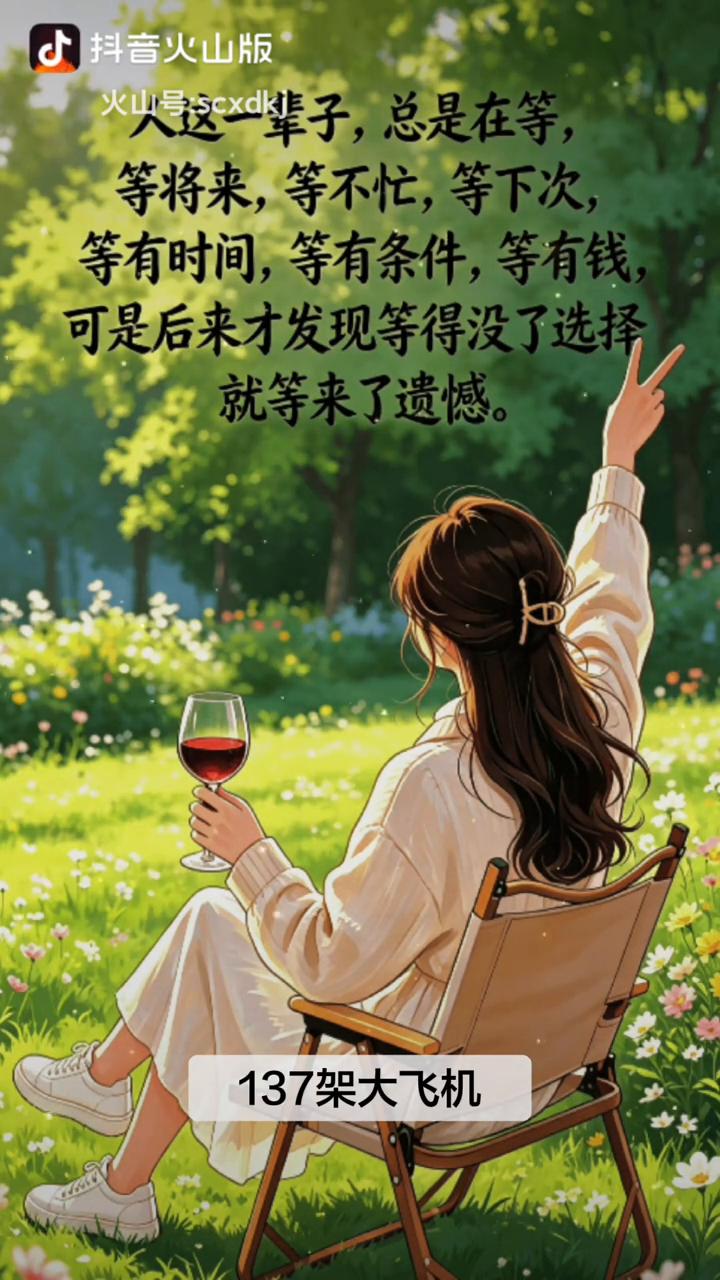 人这一辈子总是在等，等将来、等不忙、等下次、等有时间、等有条件、等有钱，可是后来