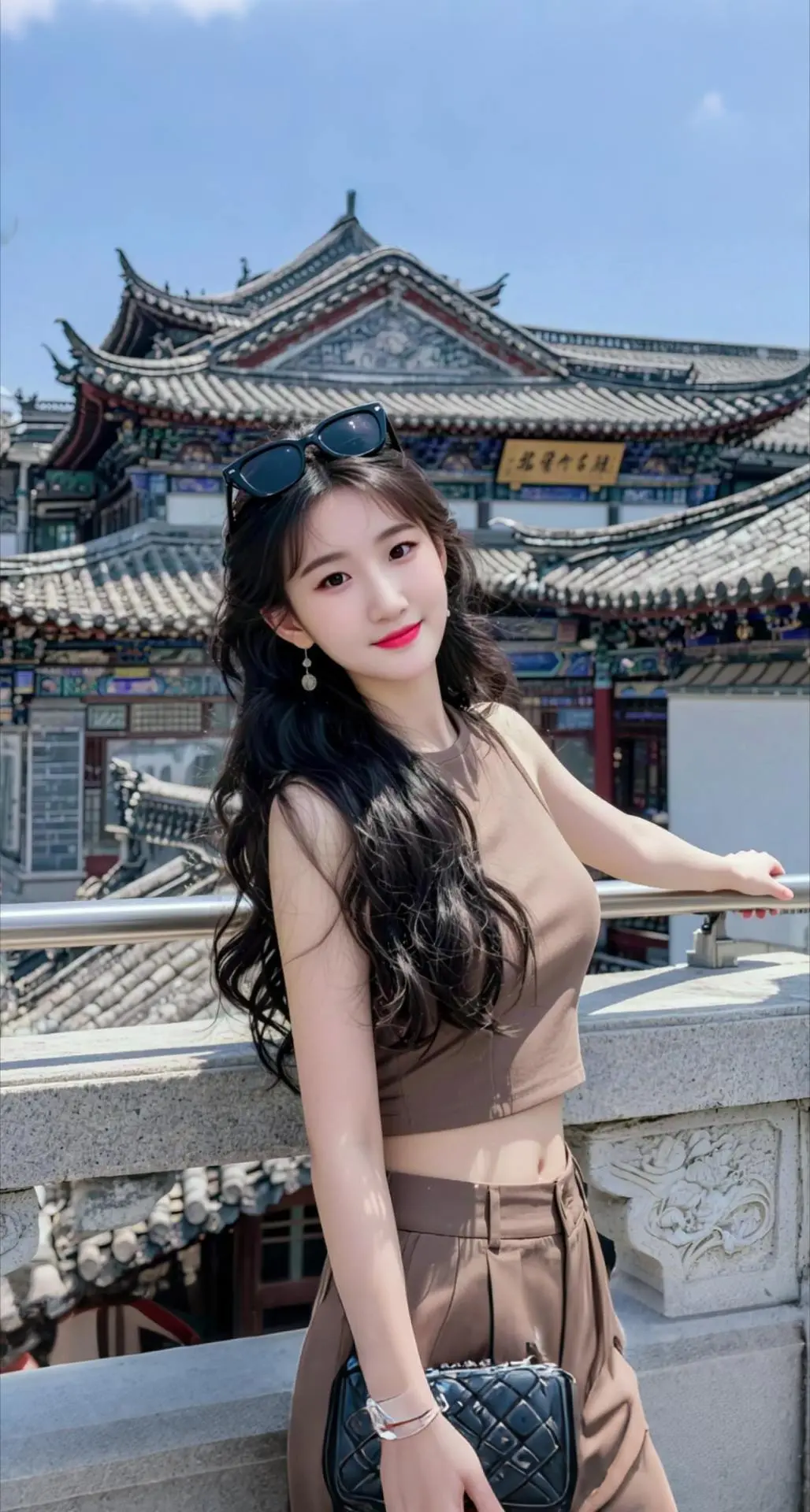 AI扩图 AI古建前留影 ai创作