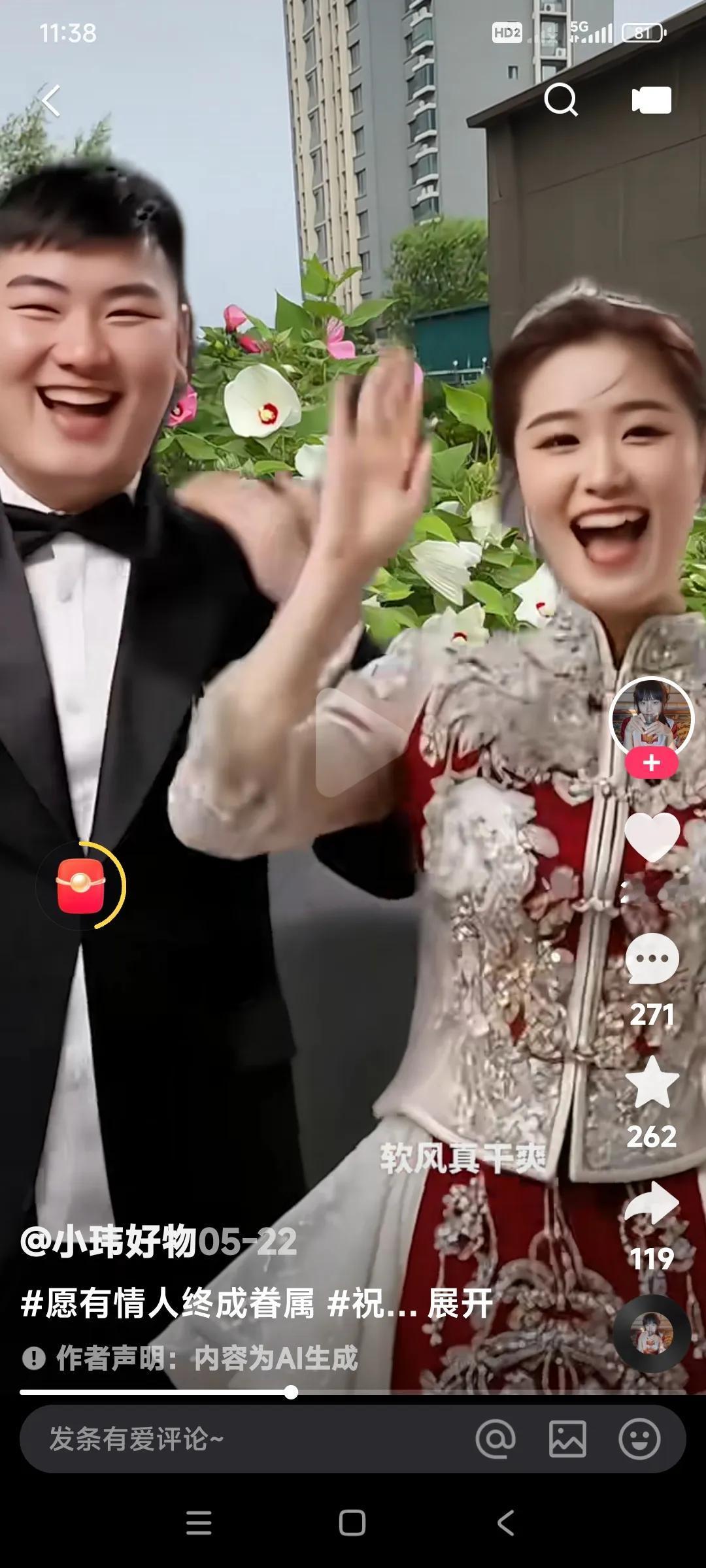 愿天下有情人终成眷属。

朱小伟，陈萌。

人品相貌，靓哥美女，两个人太般配了。