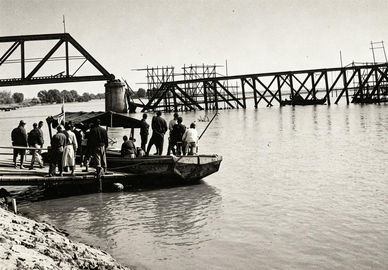 1938年，安徽蚌埠津浦铁路淮河大铁桥，此时为了阻止日军北上支援台儿庄战场，被中