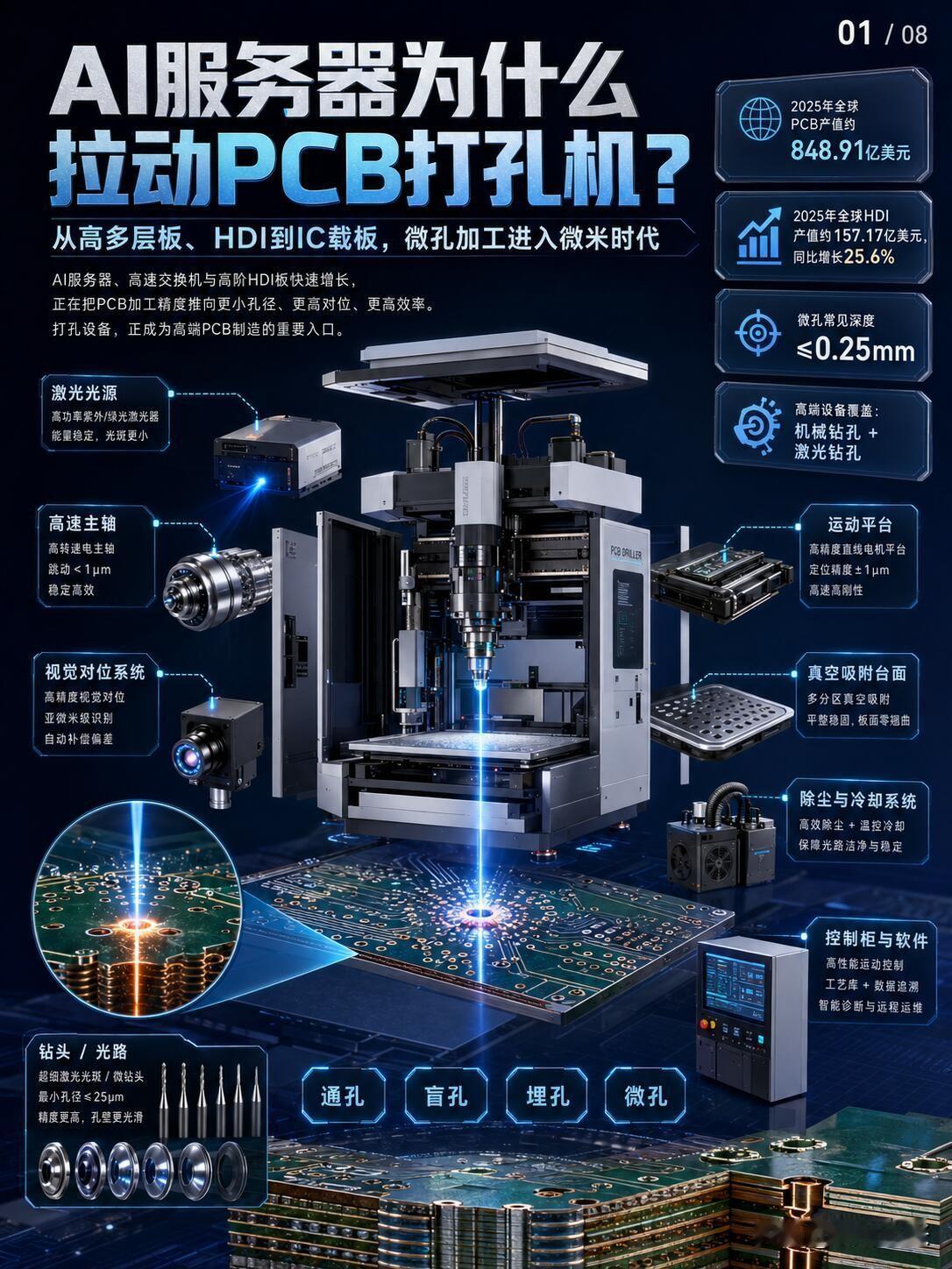 带你了解PCB打孔行业
 
一块合格的印刷电路板，成型离不开打孔这道关键工序。作