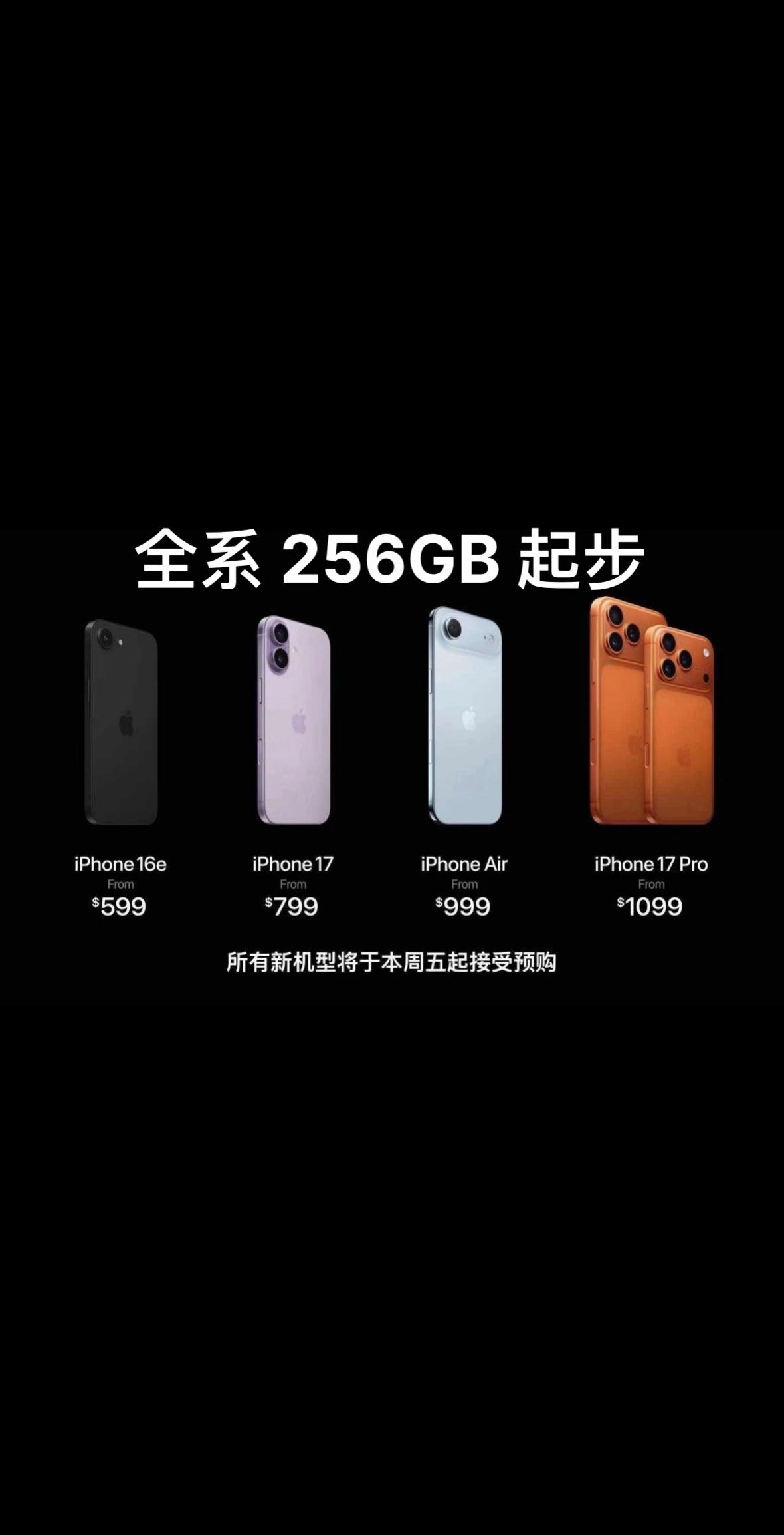 iPhone 17 全系 256GB 起，普及 120HZ Promotion，