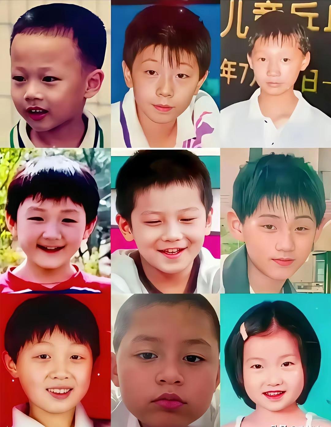 谁能一眼认出图上这9位是谁吗？这张图上的照片都是中国乒乓球球队的球员，这是他们小