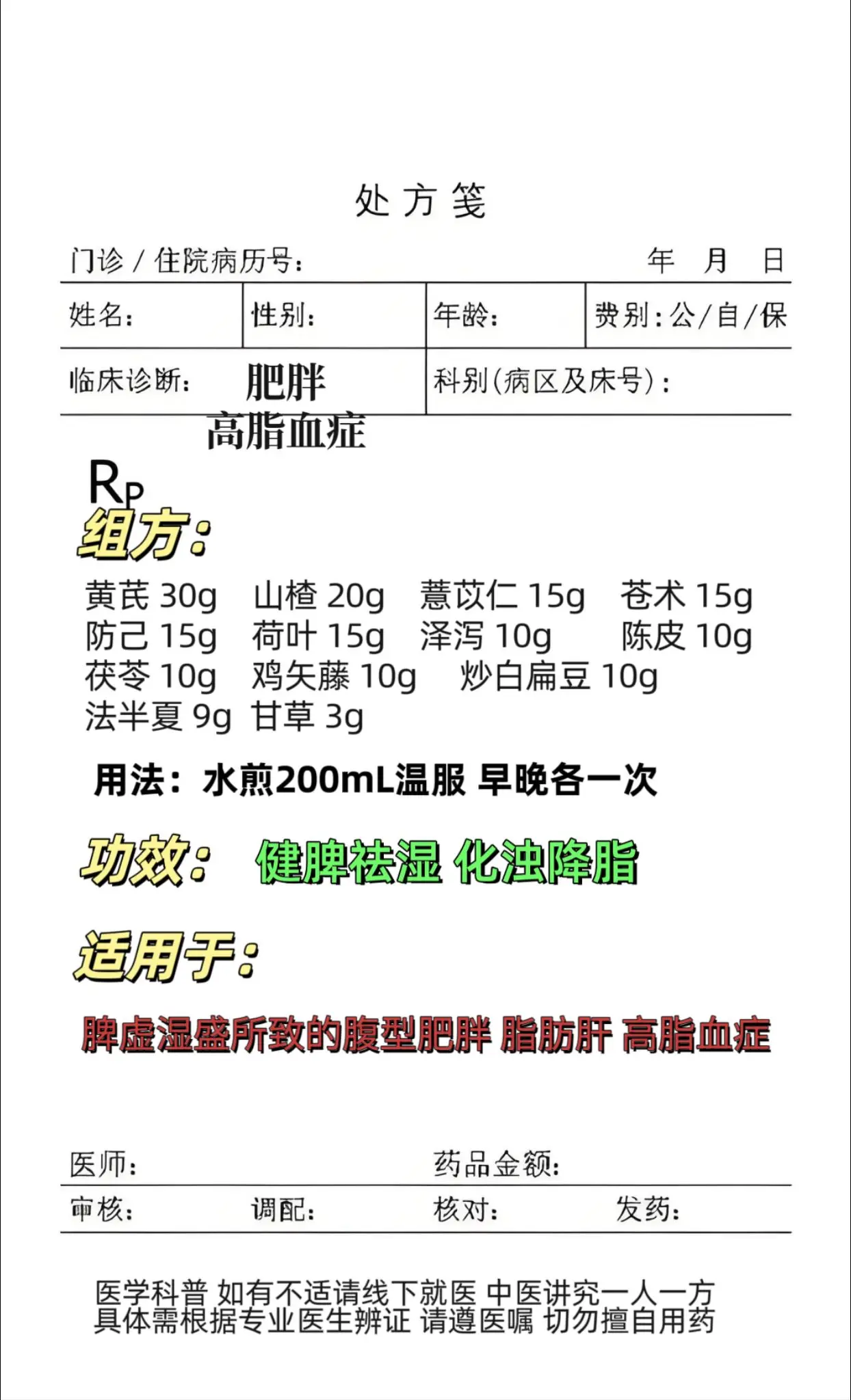 肥胖 高脂血症 中医调理。