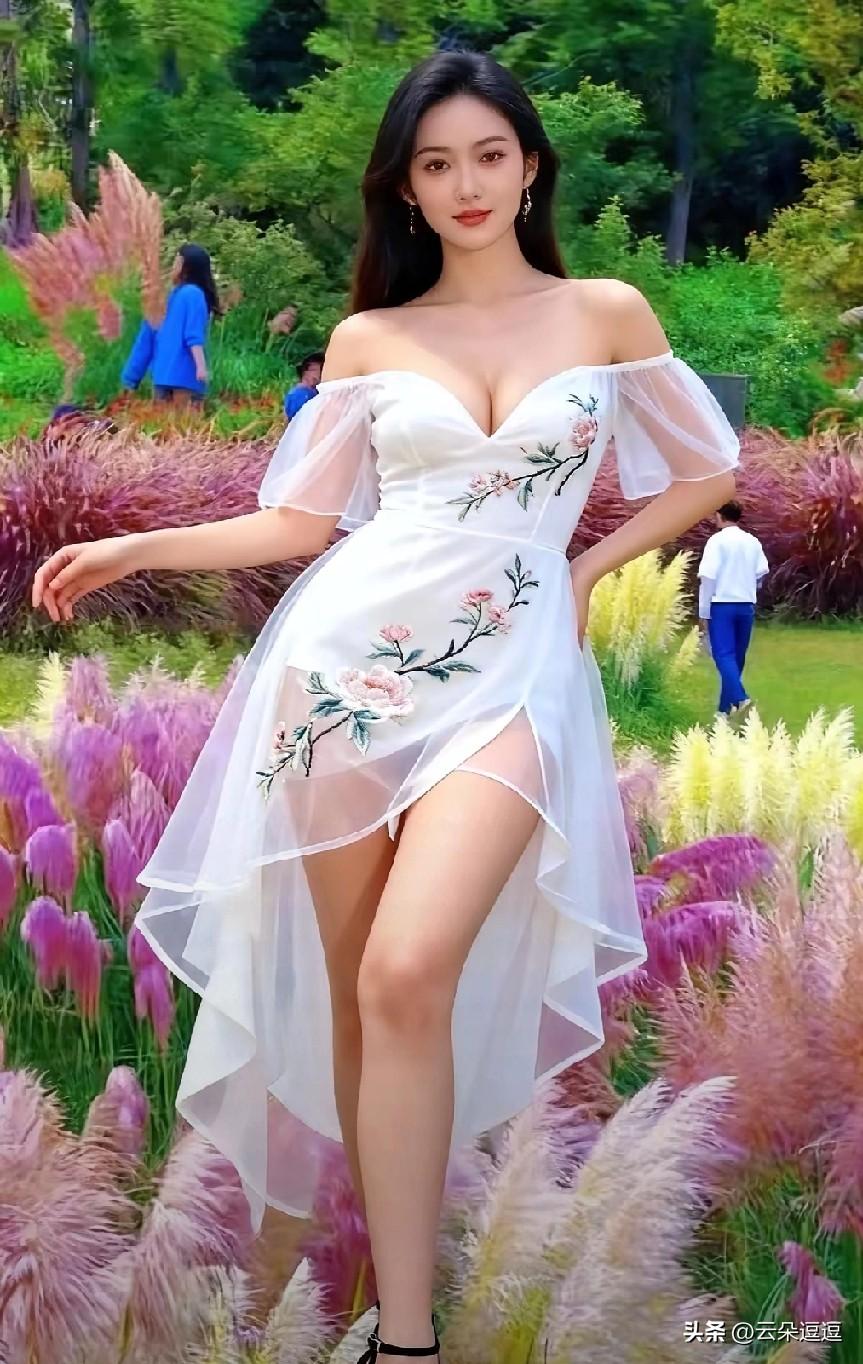 夏日花海中的浪漫白裙仙子🌸✨
