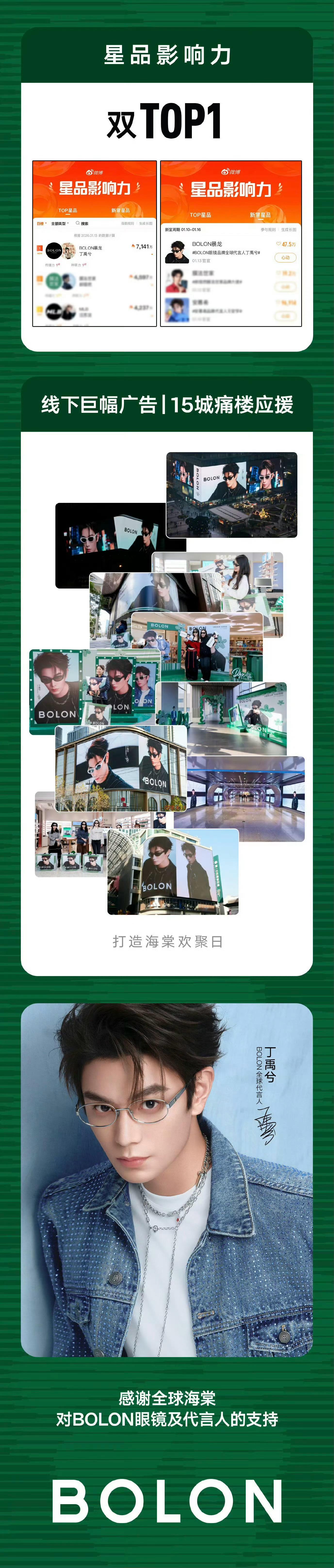 丁禹兮暴龙24h战报丁禹兮官宣成为BOLON暴龙眼镜品牌全球代言人24h内全渠道