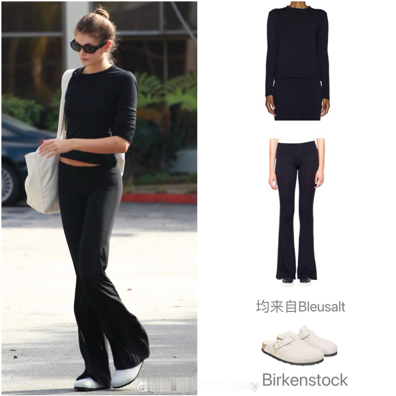 Kaia Gerber近日私服二则，比例好的长腿翘臀，简直是行走的衣架子！ ​​