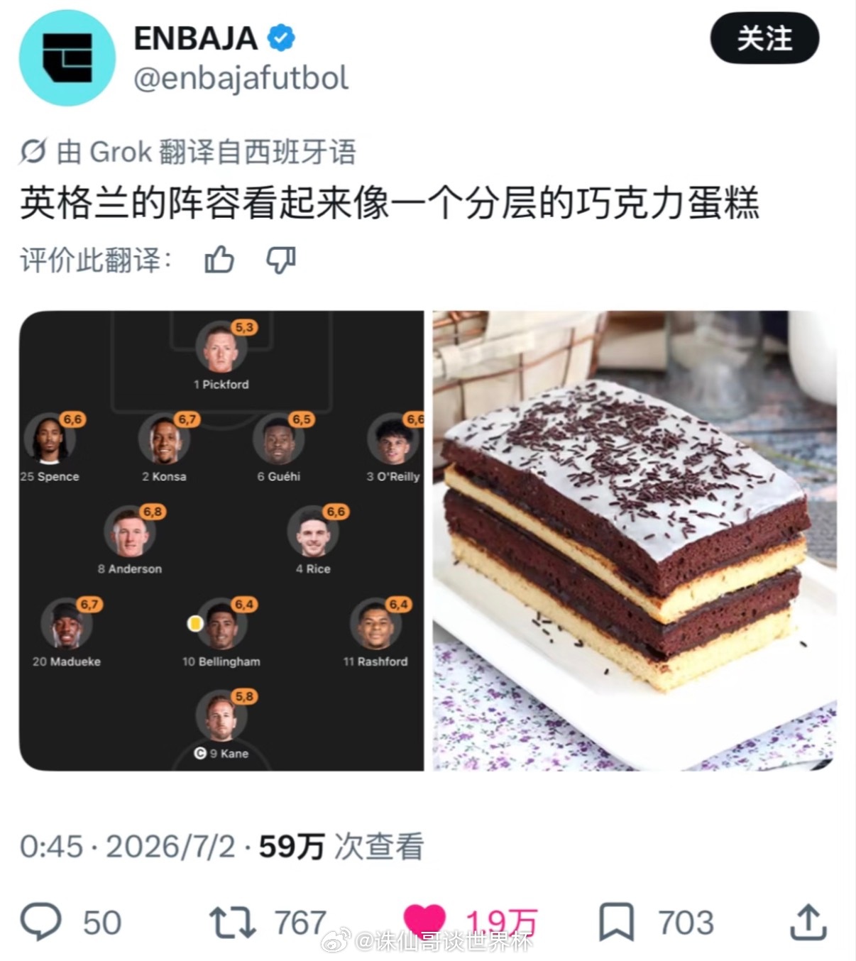 英格兰队像一个分层巧克力蛋糕（转自外网）太好笑了….英格兰球迷俱乐部英格兰队世界