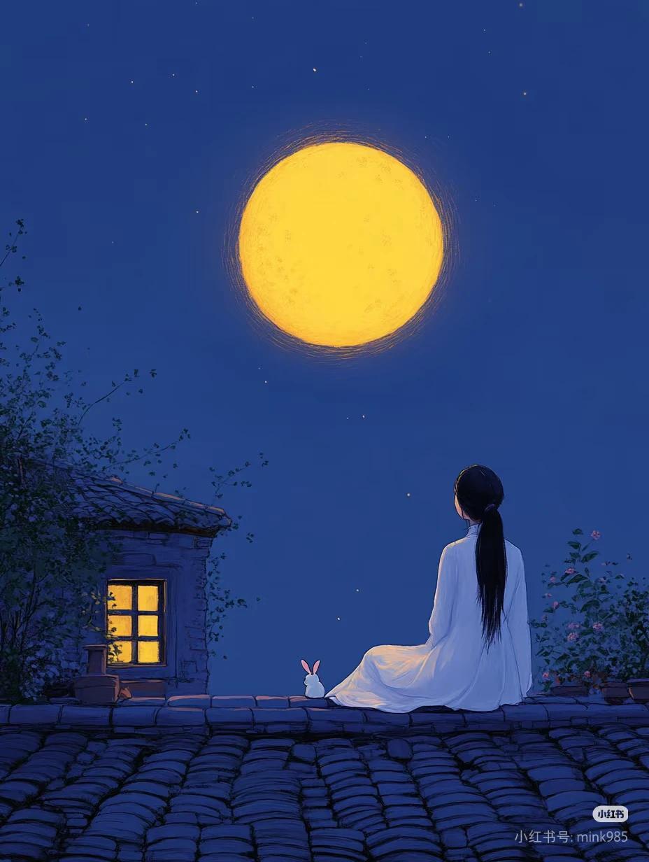 上联：动中观瀑心归静
下联: 浮水玉盘月相映