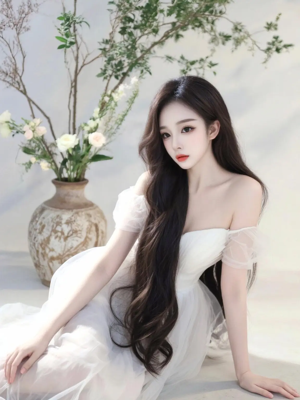 白色连衣裙写真 小白裙写真 氛围感写真ai创作 女生写真高级感 ai建...