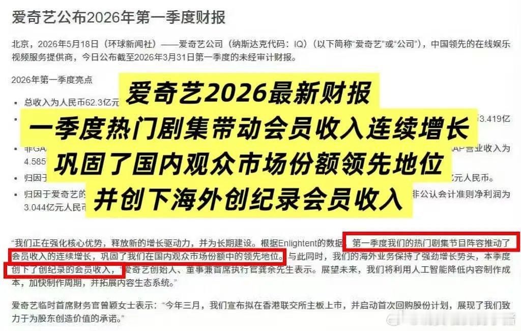 张凌赫逐玉登上爱奇艺财报，带动会员收入连续增长，巩固国内市场份额，并创下海外会员