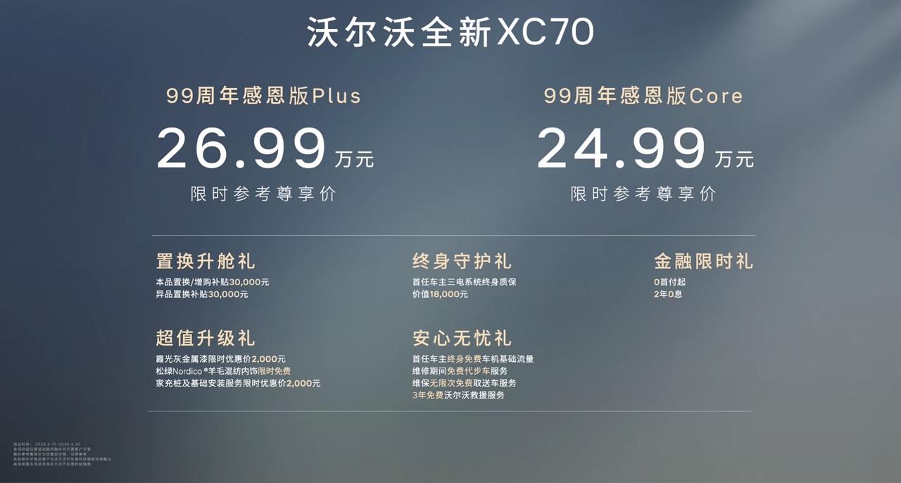25万级豪华中大型SUV最优选！沃尔沃 XC70 99周年感恩版上市。

谈及沃